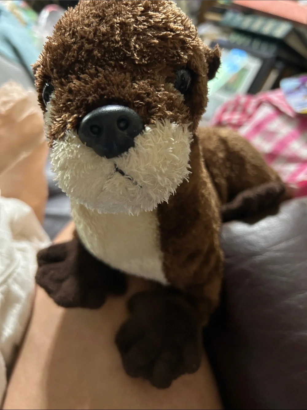 Aurora Stuffed Animal Otter Toy in Brown and Cream EUC